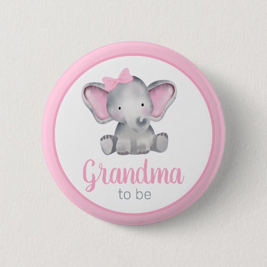Badge Rond 5 Cm Bouton de Baby shower de grand-mère éléphante (Devant)