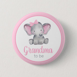 Badge Rond 5 Cm Bouton de Baby shower de grand-mère éléphante