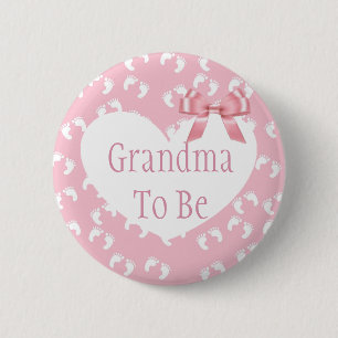 Badge Rond 5 Cm Bouton de Baby shower de la grand-mère rose