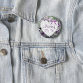 Badge Rond 5 Cm Bouton de Baby shower de la maman en fleurs violet (En situation)