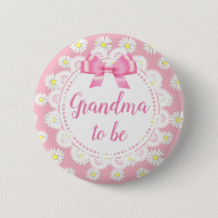 Badge Rond 5 Cm Bouton de Baby shower de la mamie pour être Rose D