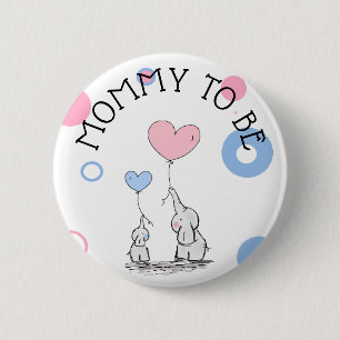 Badge Rond 5 Cm Bouton de Baby shower de maman pour être éléphant