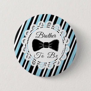 Badge Rond 5 Cm Bouton de Baby shower du Frère bleu noir