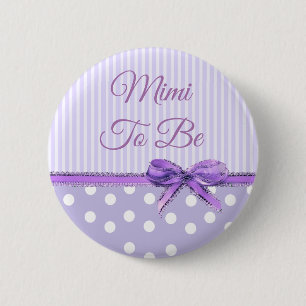Badge Rond 5 Cm Bouton de Baby Shower Mimi to be : Nœud Violet