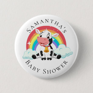 Badge Rond 5 Cm Bouton de Baby shower Rainbow Baby Cow