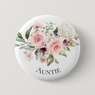 Badge Rond 5 Cm Bouton de Baby Shower Rose Rose Pâle Tante