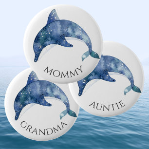 Badge Rond 5 Cm Bouton de Baby Shower Sea Life Grand-mère