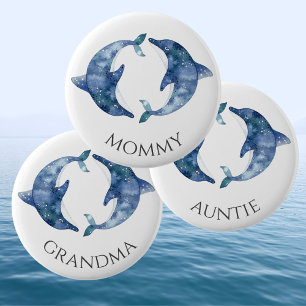 Badge Rond 5 Cm Bouton de Baby Shower Sea Life Twins Grand-mère
