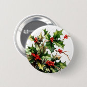 Badge Rond 5 Cm Bouton de baie de houx (Devant & derrière)
