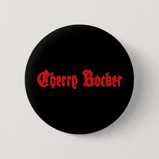 Badge Rond 5 Cm Bouton de balancier de cerise - texte rouge sur le (Devant)