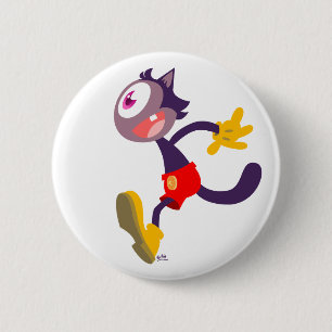 Badge Rond 5 Cm Bouton de bande dessinée de chat monoculaire