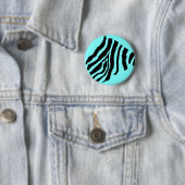 Badge Rond 5 Cm Bouton de bande zébrée (Mango bleu) (En situation)