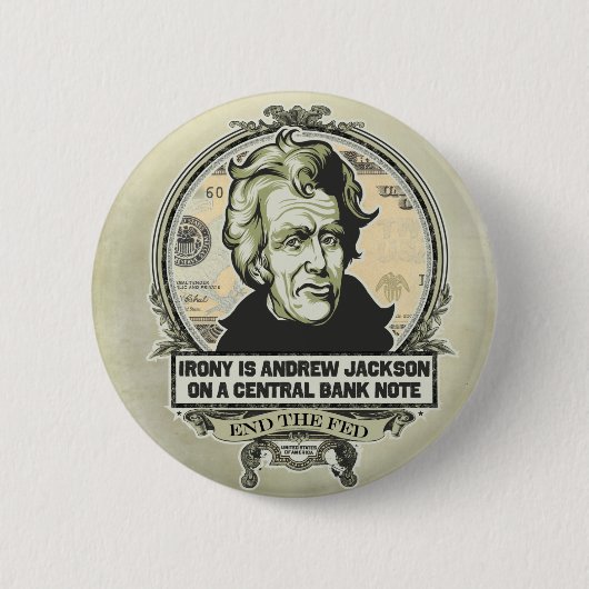 Badge Rond 5 Cm Bouton de banque centrale d'Andrew Jackson (Devant)