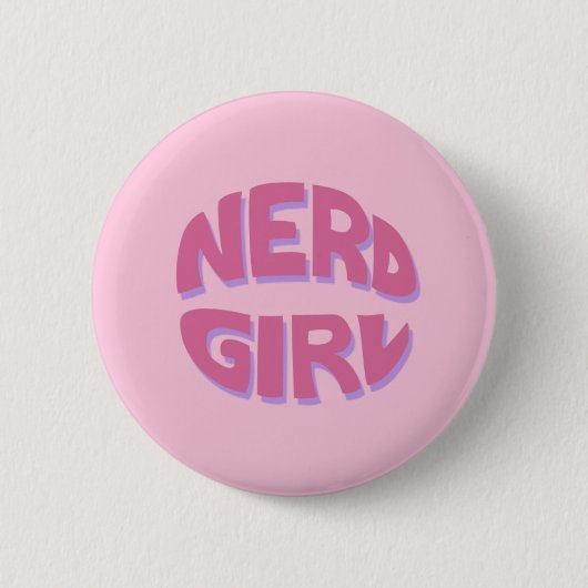 Badge Rond 5 Cm Bouton de base de fille nerd (Devant)