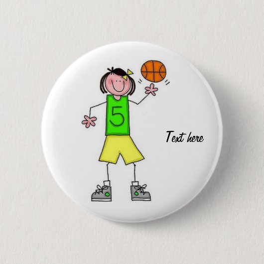 Badge Rond 5 Cm Bouton de basket-ball de filles (Devant)