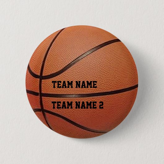 Badge Rond 5 Cm Bouton de basket-ball Nom de votre équipe (Devant)