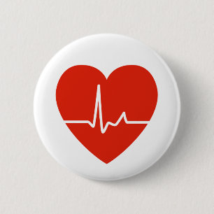 Badge Rond 5 Cm Bouton de battements de coeur