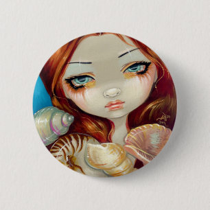 Badge Rond 5 Cm Bouton "de beauté de coquillage"