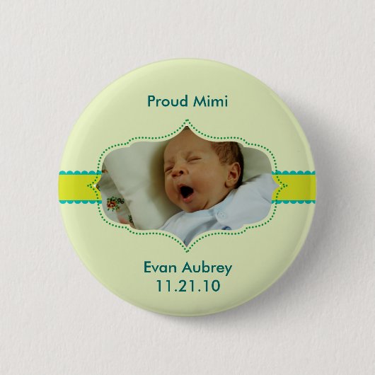 Badge Rond 5 Cm Bouton de bébé de garçon de photo "de préparation (Devant)