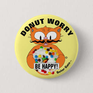 Badge Rond 5 Cm Bouton de beignet de chat de dessin animé Ne t'inq