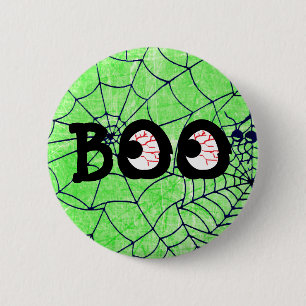 Badge Rond 5 Cm Bouton de billes d'Halloween vert et noir de chaux
