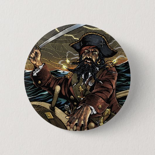 Badge Rond 5 Cm Bouton de Blackbeard (Devant)