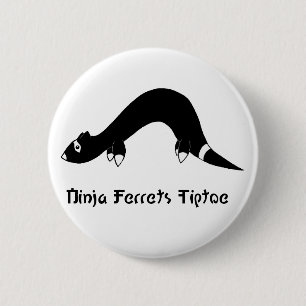 Badge Rond 5 Cm Bouton de blanc de furet de Ninja