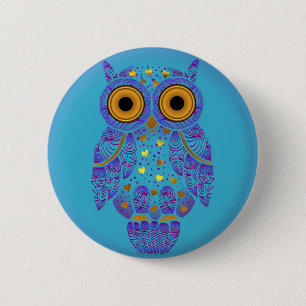 Badge Rond 5 Cm Bouton de bleus de hibou de H00t