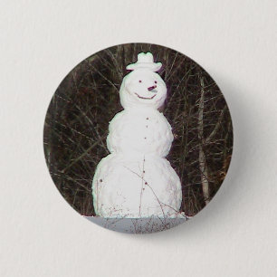 Badge Rond 5 Cm Bouton de bonhomme de neige