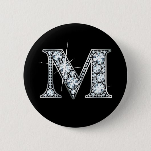 Badge Rond 5 Cm Bouton de boule de diamant "M" (Devant)
