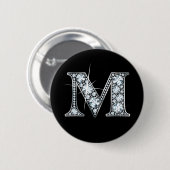 Badge Rond 5 Cm Bouton de boule de diamant "M" (Devant & derrière)