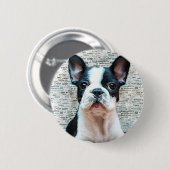 Badge Rond 5 Cm Bouton de bouledogue français (Devant & derrière)