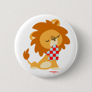 Badge Rond 5 Cm Bouton de bouton Cartoon Satiated Lion