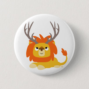 Badge Rond 5 Cm Bouton de bouton du Lion dessiné