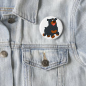 Badge Rond 5 Cm Bouton de bouton Rottweiler du dessin mignon (En situation)