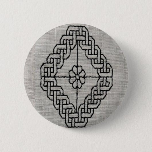 Badge Rond 5 Cm bouton de broderie blackwork (Devant)