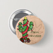 Badge Rond 5 Cm Bouton de cactus de Noël (Devant & derrière)