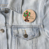 Badge Rond 5 Cm Bouton de cactus de Noël (En situation)