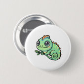 Badge Rond 5 Cm Bouton de Caméléon Vert Bébé Mignon (Devant & derrière)