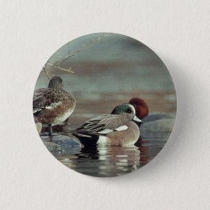 Badge Rond 5 Cm bouton de canard colvert américain sauvage