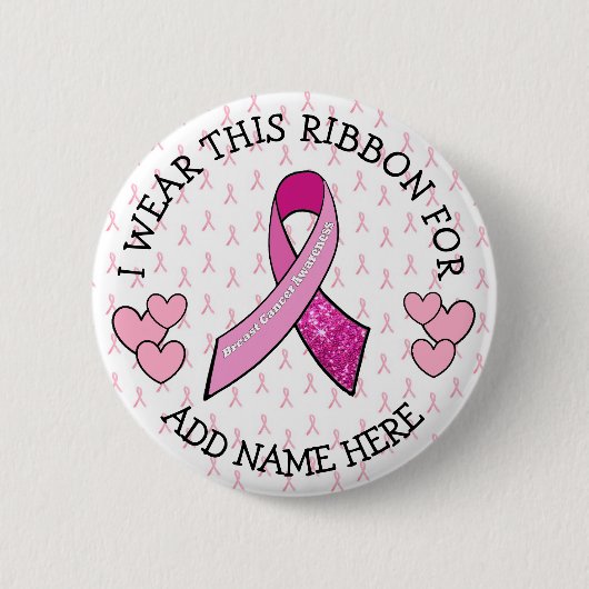 Badge Rond 5 Cm Bouton de cancer rose personnalisé (Devant)