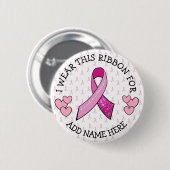Badge Rond 5 Cm Bouton de cancer rose personnalisé (Devant & derrière)