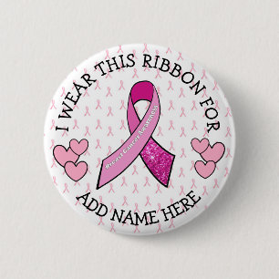 Badge Rond 5 Cm Bouton de cancer rose personnalisé
