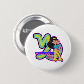 Badge Rond 5 Cm Bouton de Capricorne (Devant & derrière)