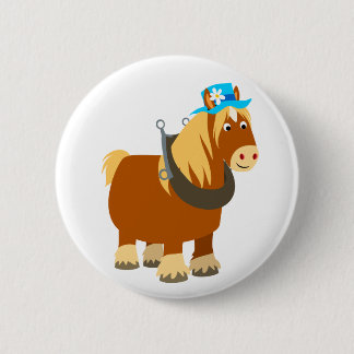 Badge Rond 5 Cm Bouton de caricature doux Trait Breton Horse Bouto