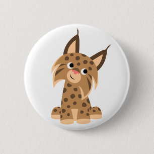 Badge Rond 5 Cm Bouton de caricature mignon à talon Lynx