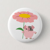 Badge Rond 5 Cm Bouton de caricature mignon avec cadeau (rose) Bou (Devant)