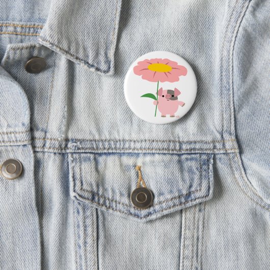 Badge Rond 5 Cm Bouton de caricature mignon avec cadeau (rose) Bou (En situation)