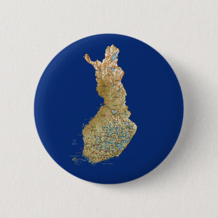 Badge Rond 5 Cm Bouton de carte de la Finlande