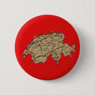 Badge Rond 5 Cm Bouton de carte de la Suisse